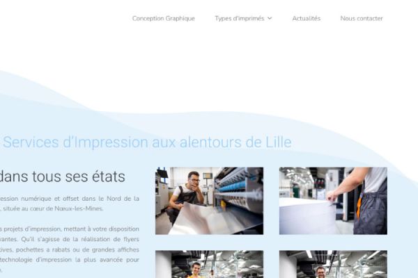 Coipe d'écran de la page d'accueil du site Imprimerie Caloone près de Lille